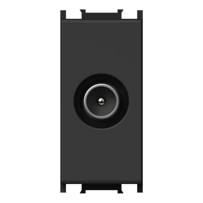 TEM utičnica modularna TV-R prolazna 1M crna (KM12SB-U)