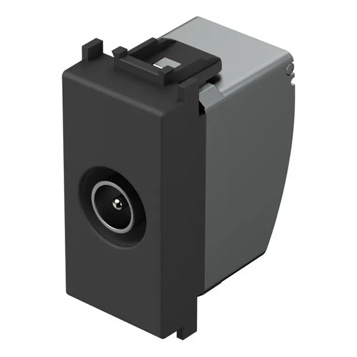 TEM utičnica modularna TV-R prolazna 1M crna (KM12SB-U)