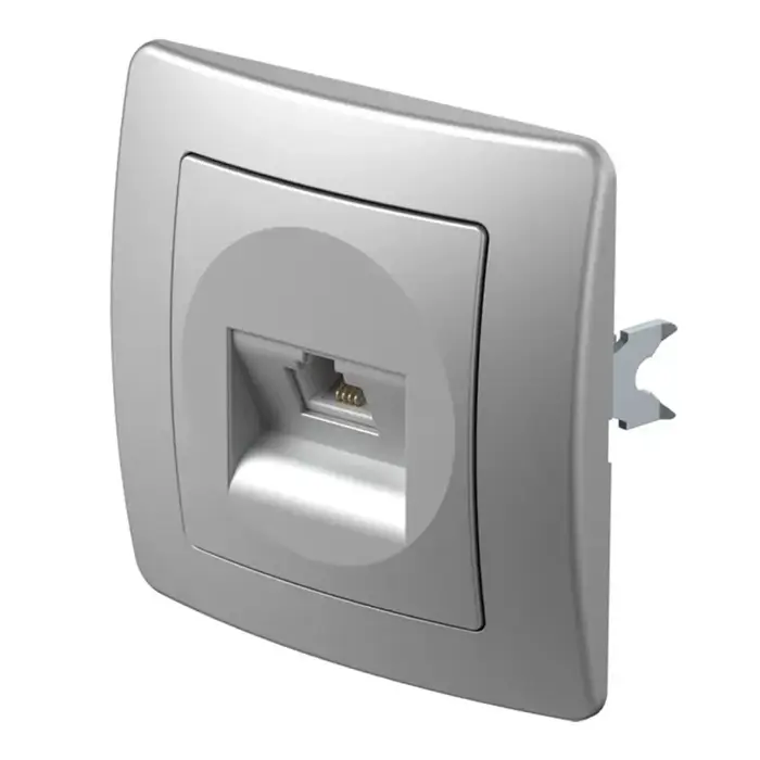 TEM utičnica telefonska RJ11 srebrna (KE36ES-B)