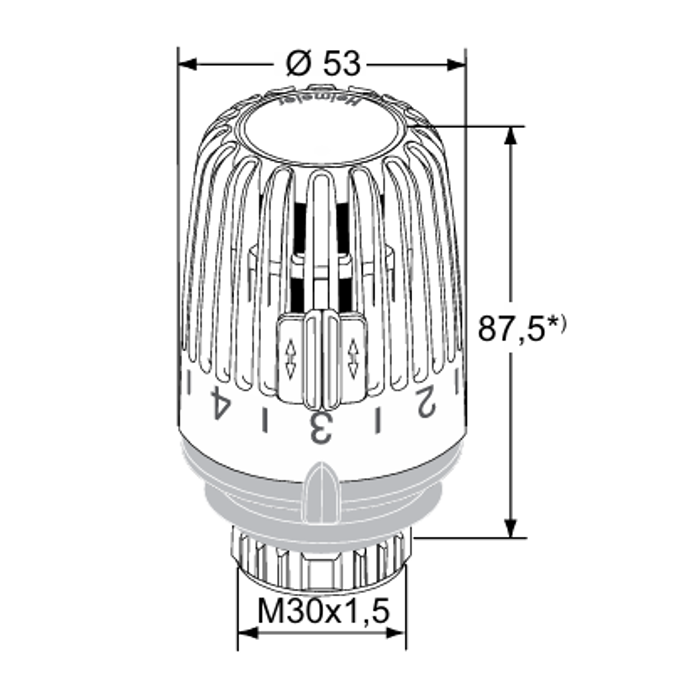 Termostatska glava HEIMEIER K s ugrađenim osjetnikom (M30x1,5) – 6000-09.500