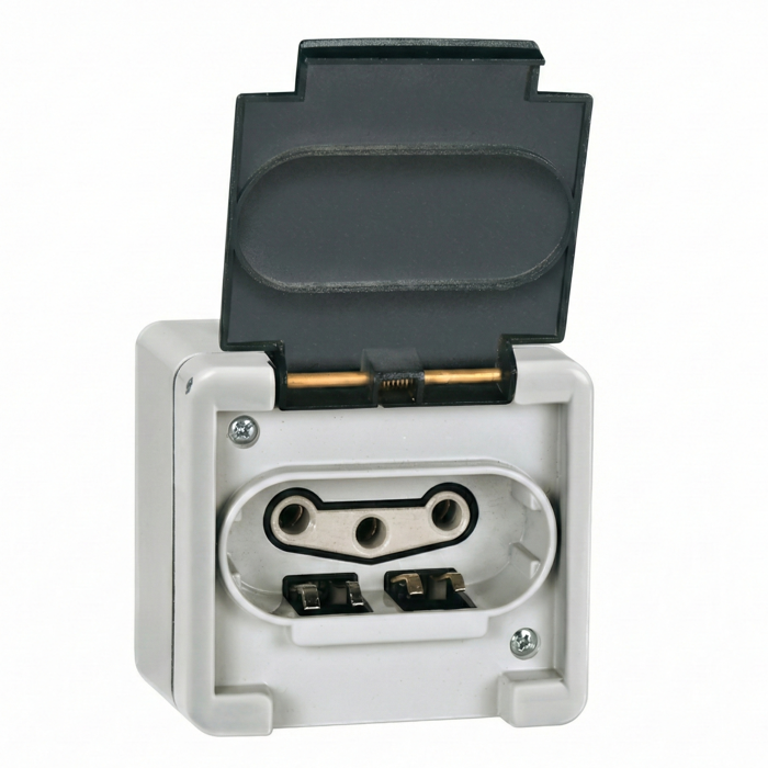 Utičnica Šuko trofazna metalna nadžbukna N/Ž 16A IP55 440V siva