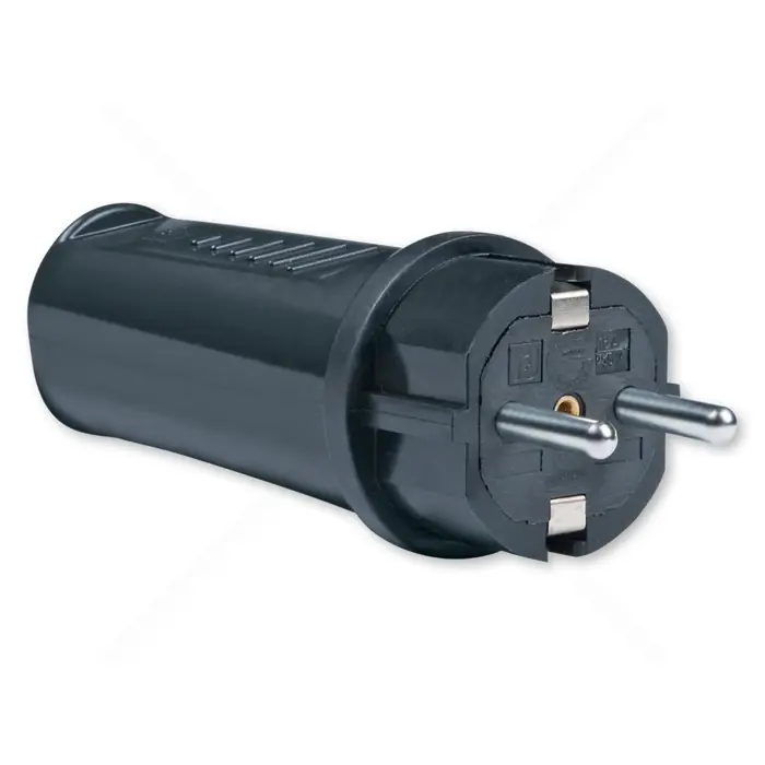 Utikač Šuko dvopolni masivni s uzemljenjem (2P+PE)16A 250V~ crni
