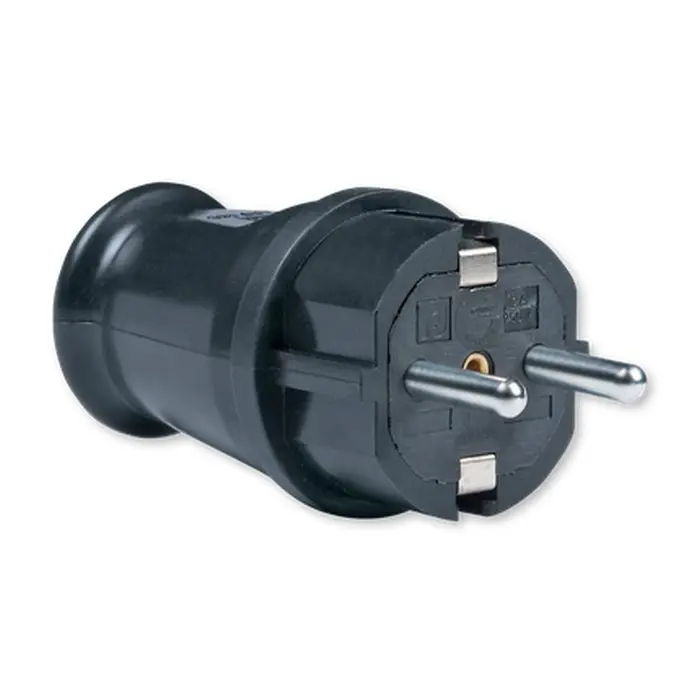 Utikač Šuko dvopolni masivni standard s uzemljenjem (2P+PE) 16A 250V~ crni