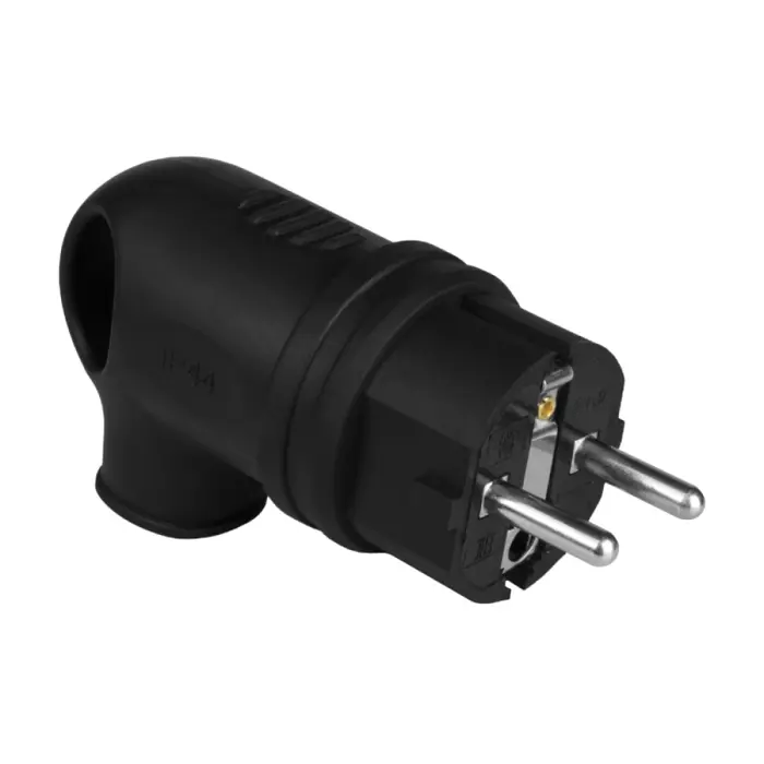 Utikač šuko kutni IP44 16A crni DPM (PG005)