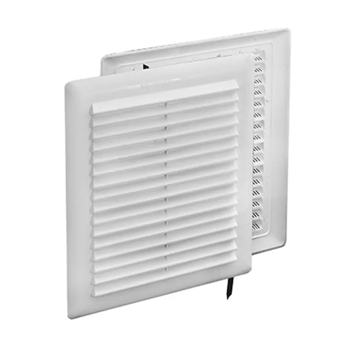 Ventilacijska rešetka (žaluzina) ABS 210x230 mm s mrežicom sjajno bijela DAKOTA