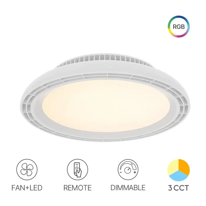 Ventilator stropni s LED rasvjetom RGB 3CCT, 450mm, IP20, daljinski, BRAYTRON