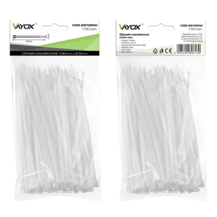 Vezica kabelska PVC 2,5x100 mm bijela 100/1
