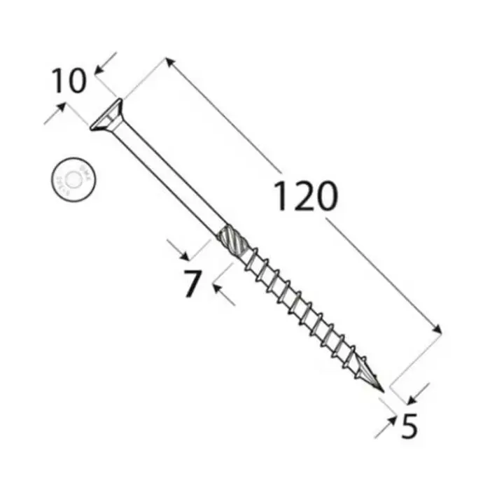 Vijak iver 6 x 70 mm ZN (TORX prihvat)
