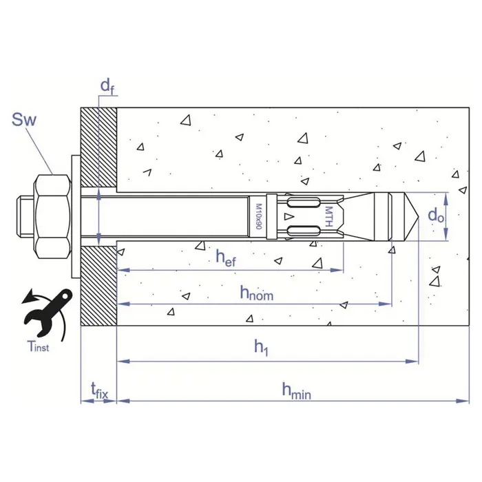 Vijak sidreni za beton (Anker) M8 x 120 mm 6272 ZN