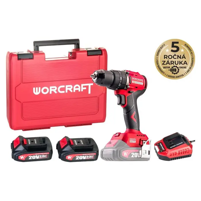 WORCRAFT AKU udarna bušilica - odvijač CHD-S20LiBCM 20V 60Nm 2×2,0 Ah + punjač