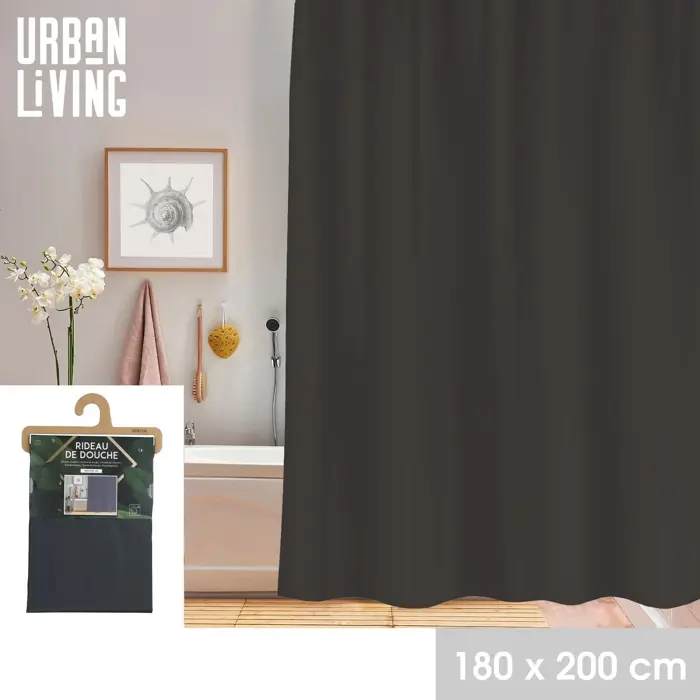 Zavjesa za tuš crna 180 x 200 cm